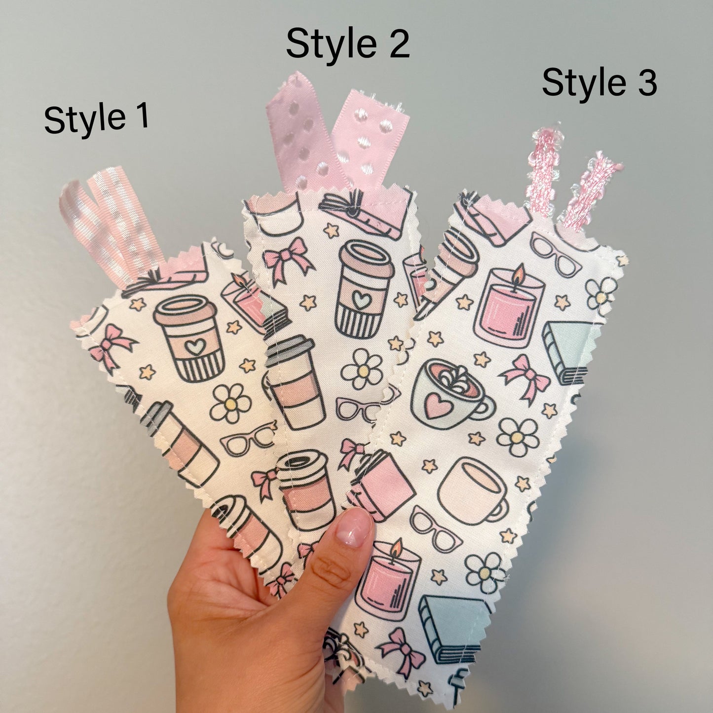 Books and Coffee Bookmark, Fabric Bookmarks