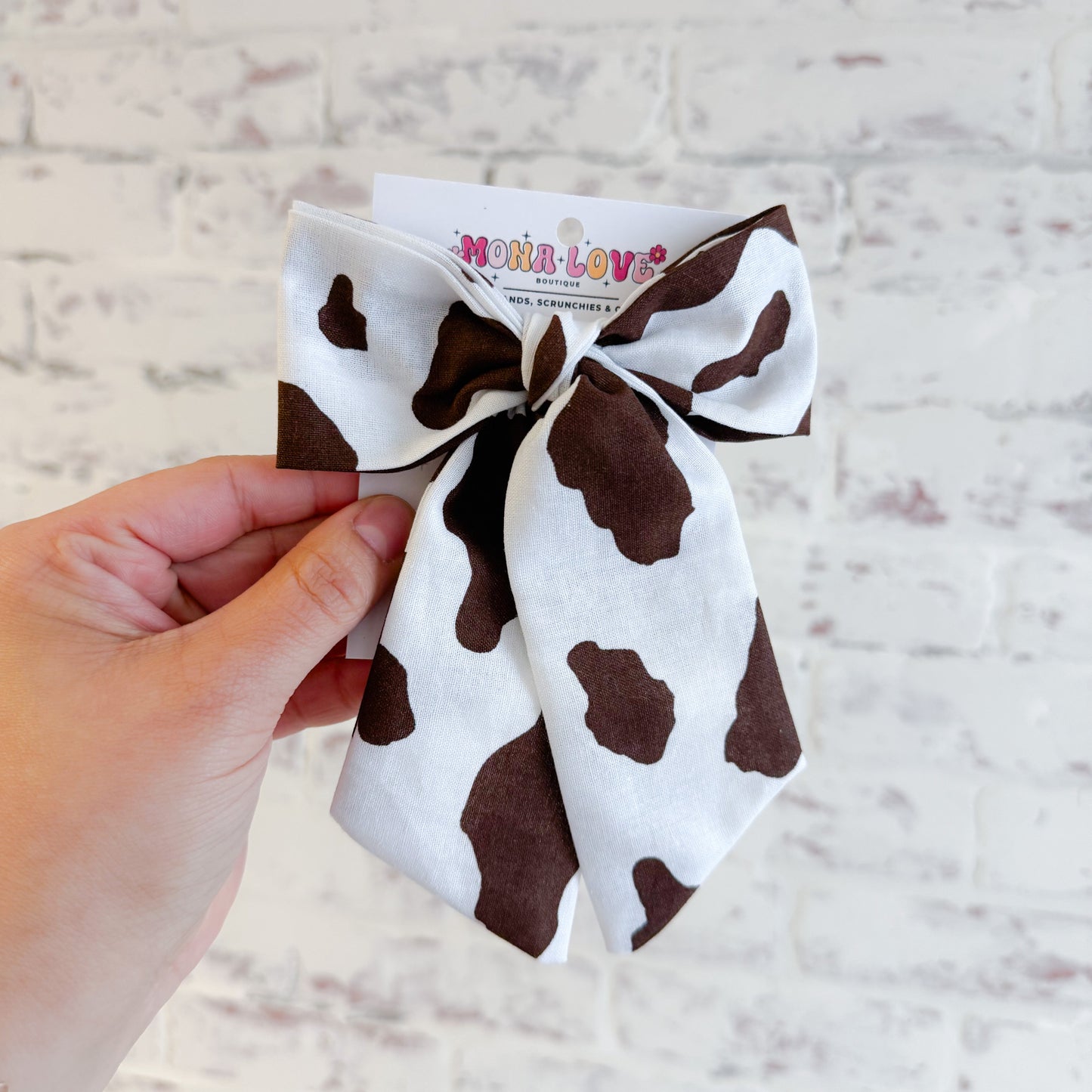 Brown Cow Print Hair Bow
