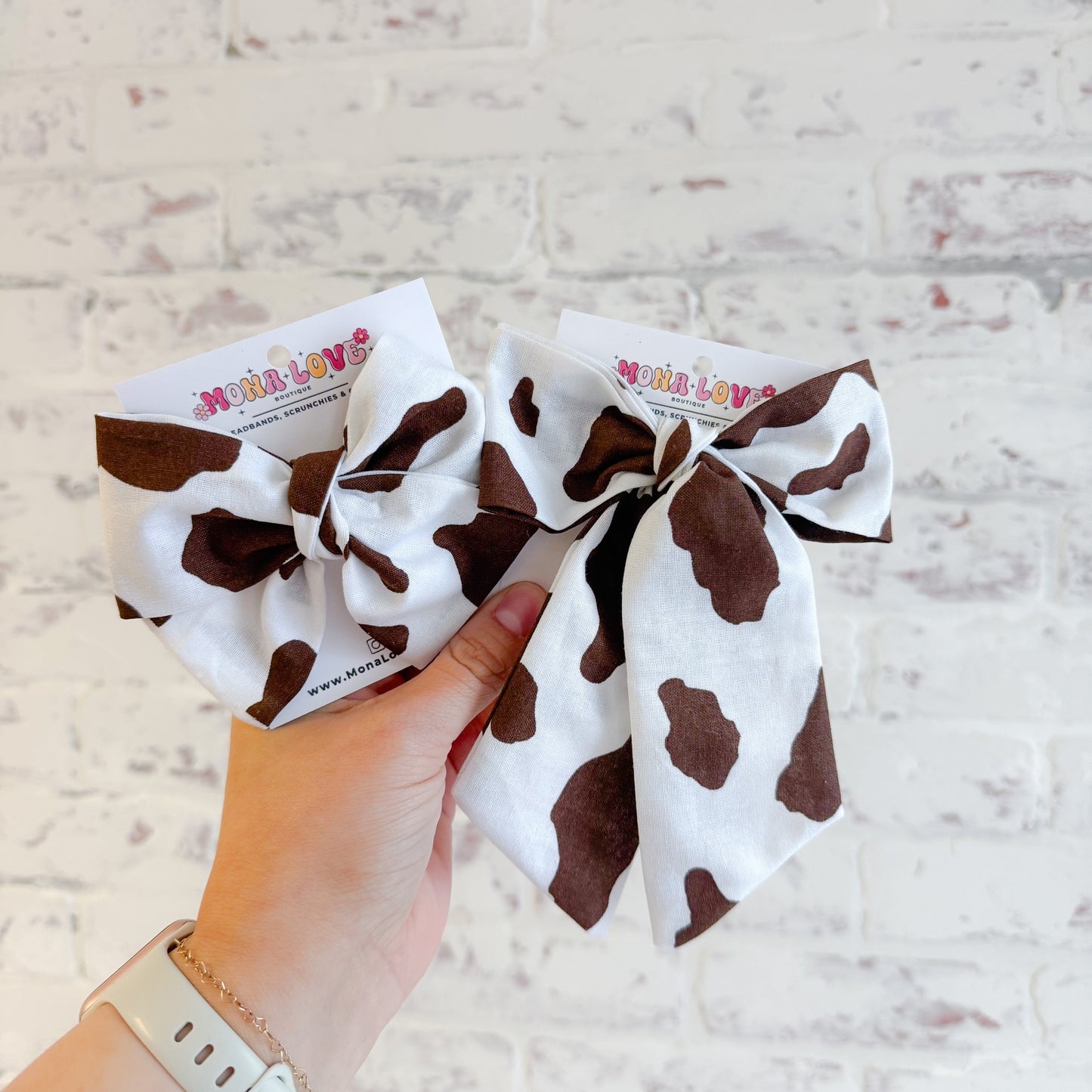 Brown Cow Print Hair Bow