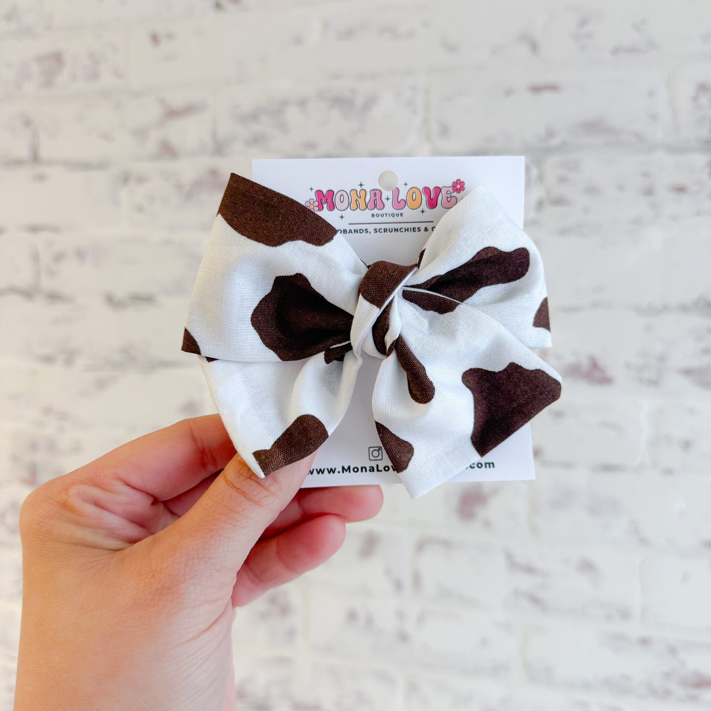 Brown Cow Print Hair Bow