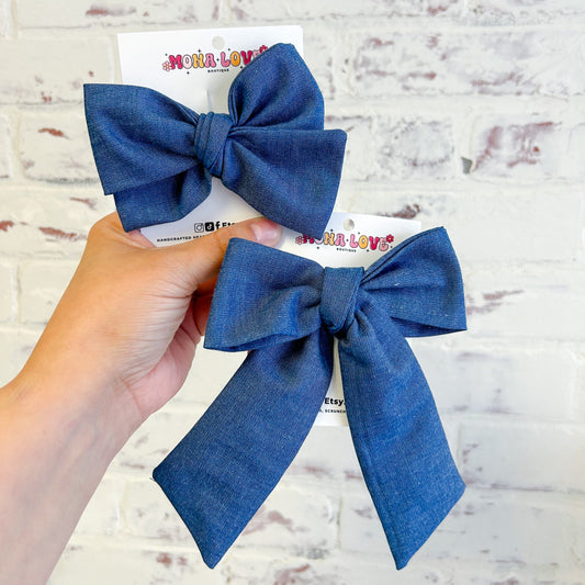 Denim Hair Bow