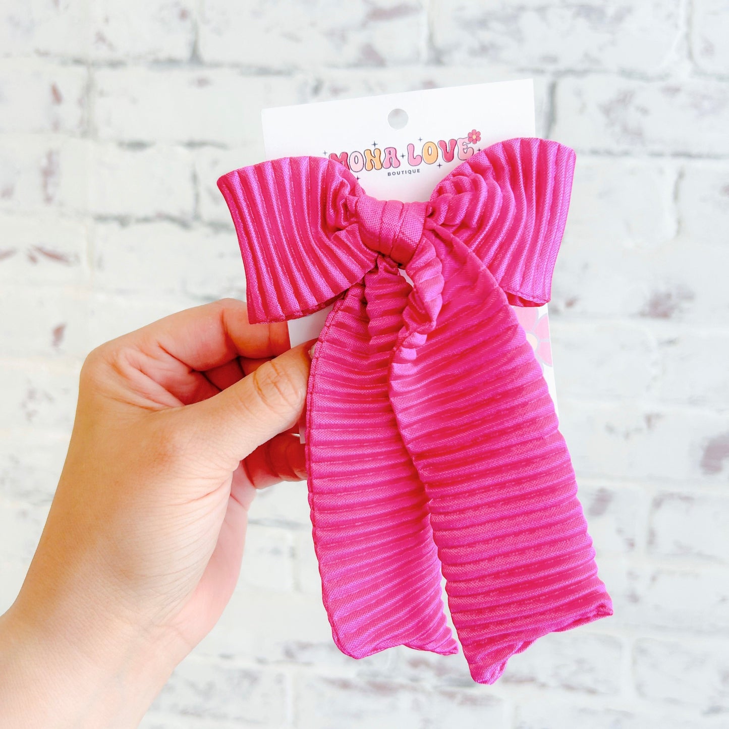 Hot Pink Ribbed Hair Bow