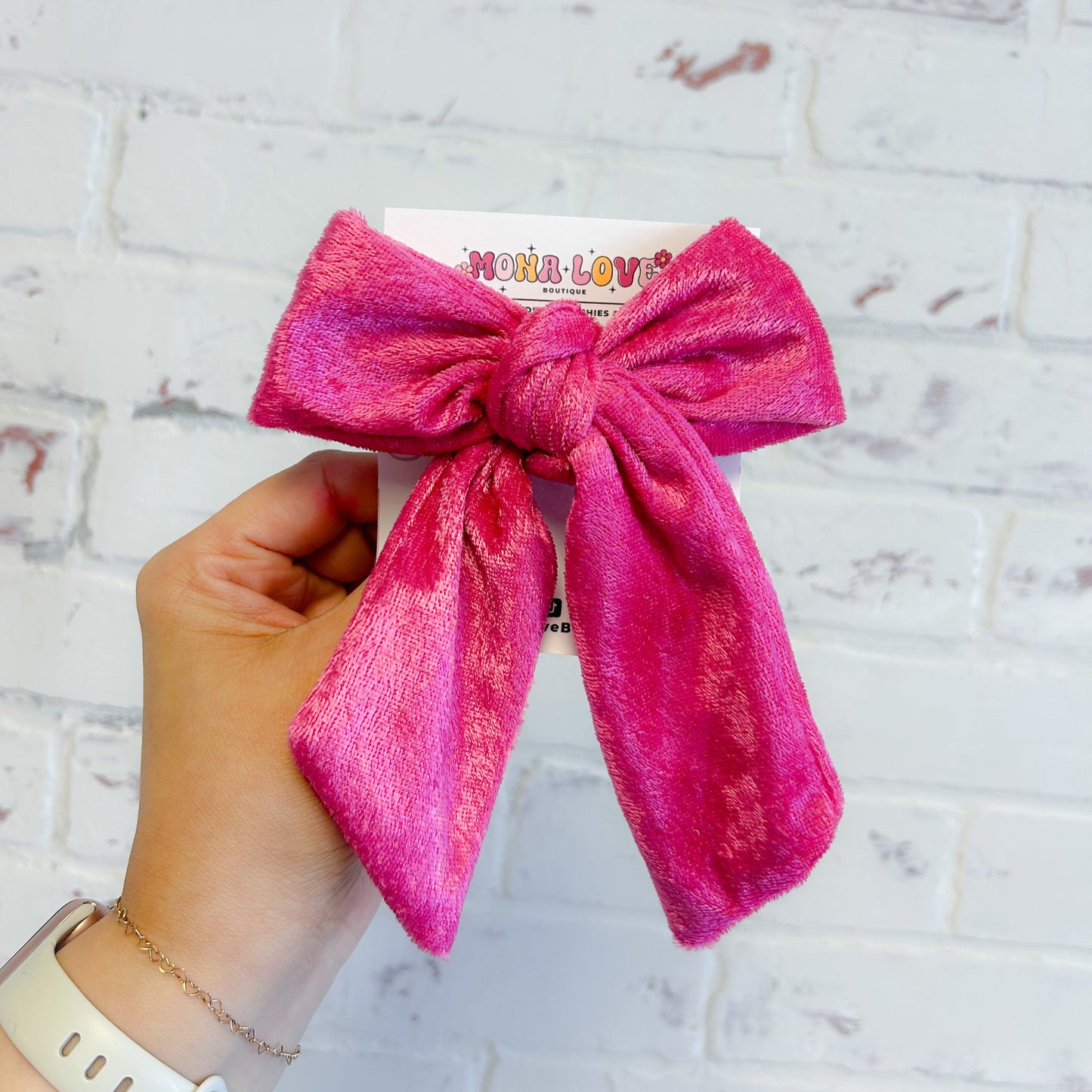 Purple and Hot Pink Velvet Hair Bow, Valentine Hair Bows