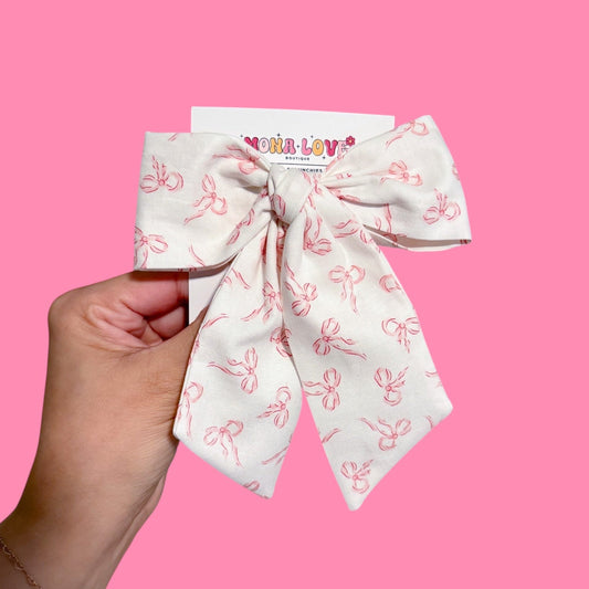 Pink Bows Hair Bow, Pink Coquette Hair Bow