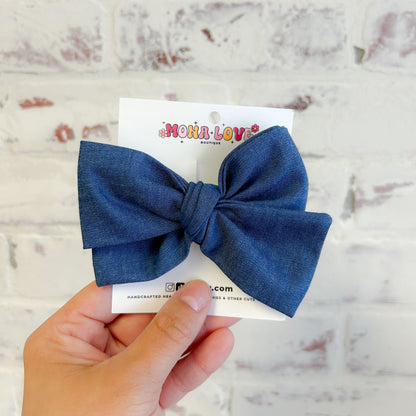 Denim Hair Bow